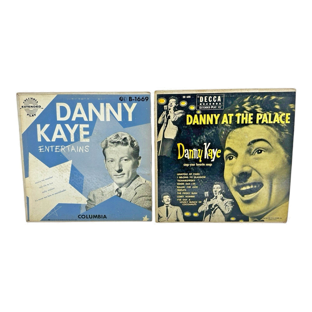 (2)‎ Danny Kaye 45 Albums ENTERTAINS (Columbia) & AT THE PALACE (Decca) WORN VTG
